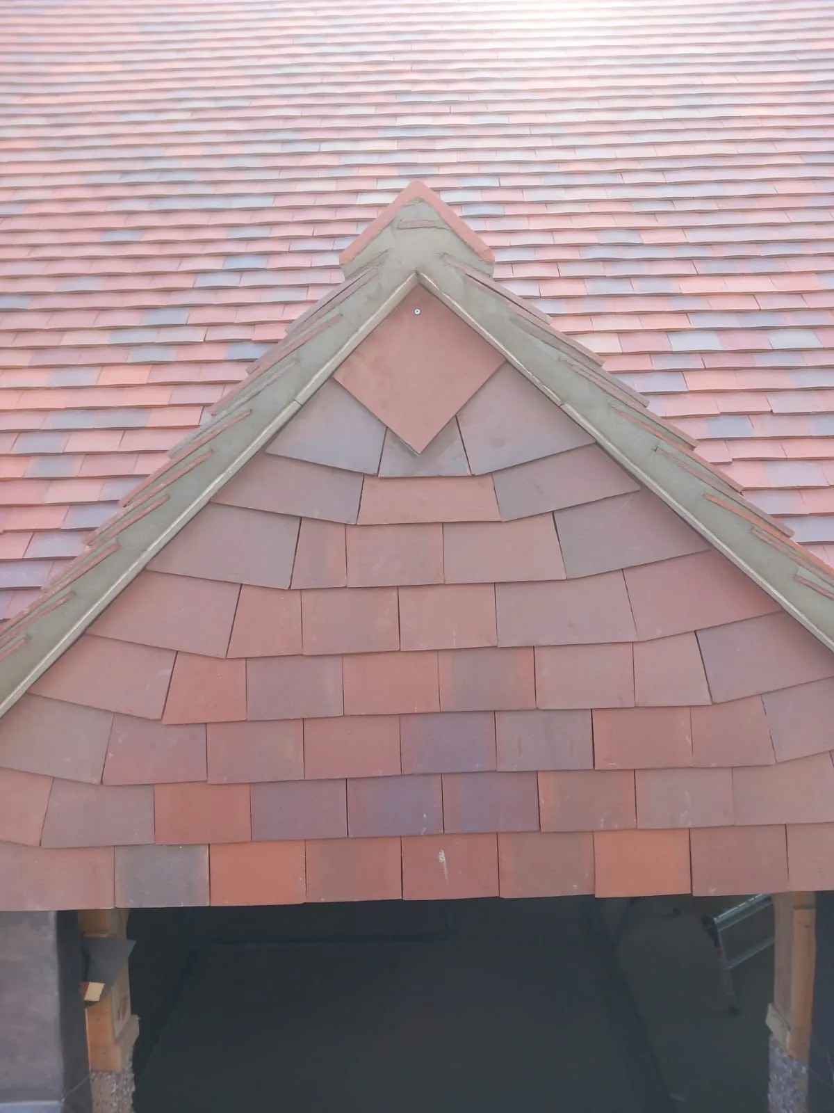 Finished tiled roof gable